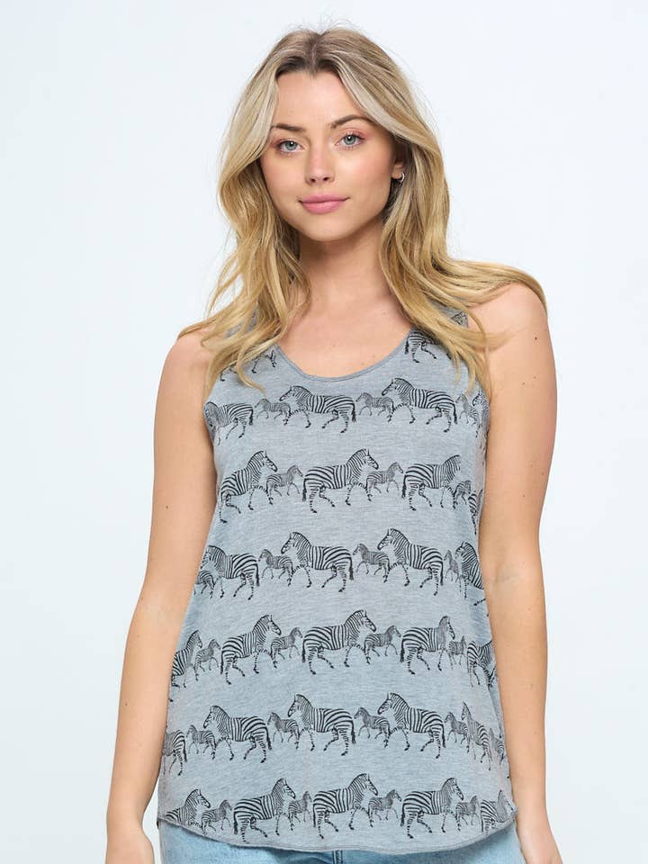 ZEBRA PRINT ALL OVER CLASSIC TANK TOP for wholesale by SM WARDROBE