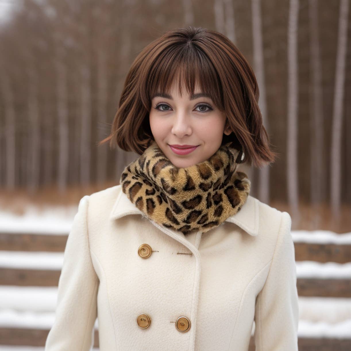 Black Ginger - Vente Écharpe – femme - Bandeau et snood en fausse fourrure - Imprimé animalier0