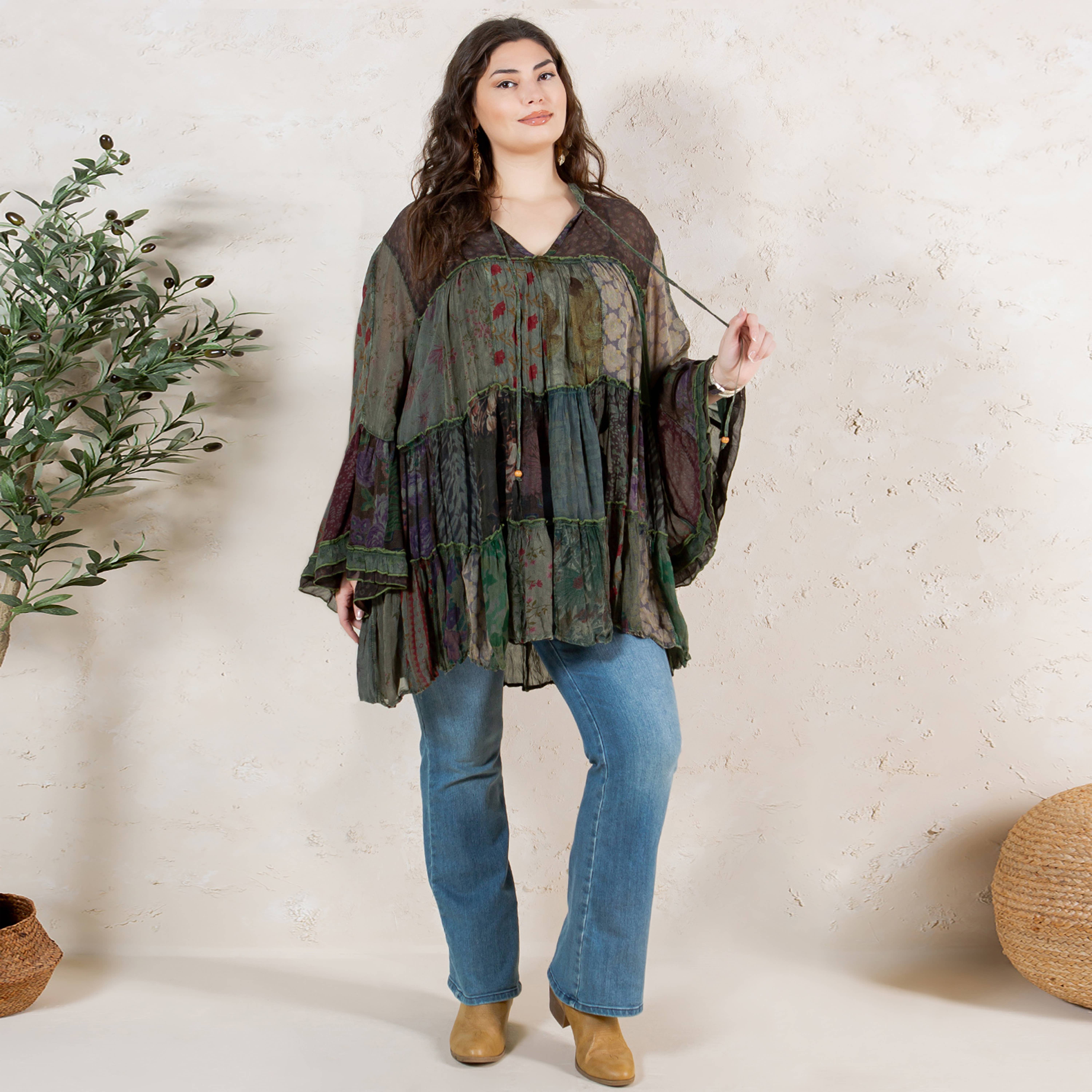 Young Threads - Venta al por mayor Blusa - Mujer - Top Jhabla con Cuello de Banda Teñido Chic (Nuevo Color)22