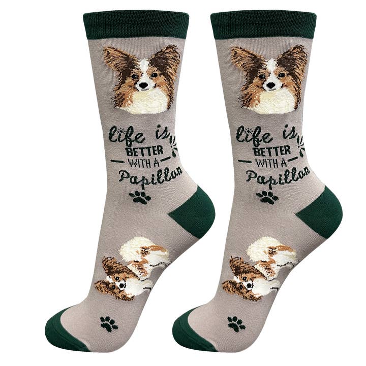 Calzini per cani Papillon - Fun Novelty Crew Socks - Unisex per la vendita all'ingrosso da parte di E&S Pets