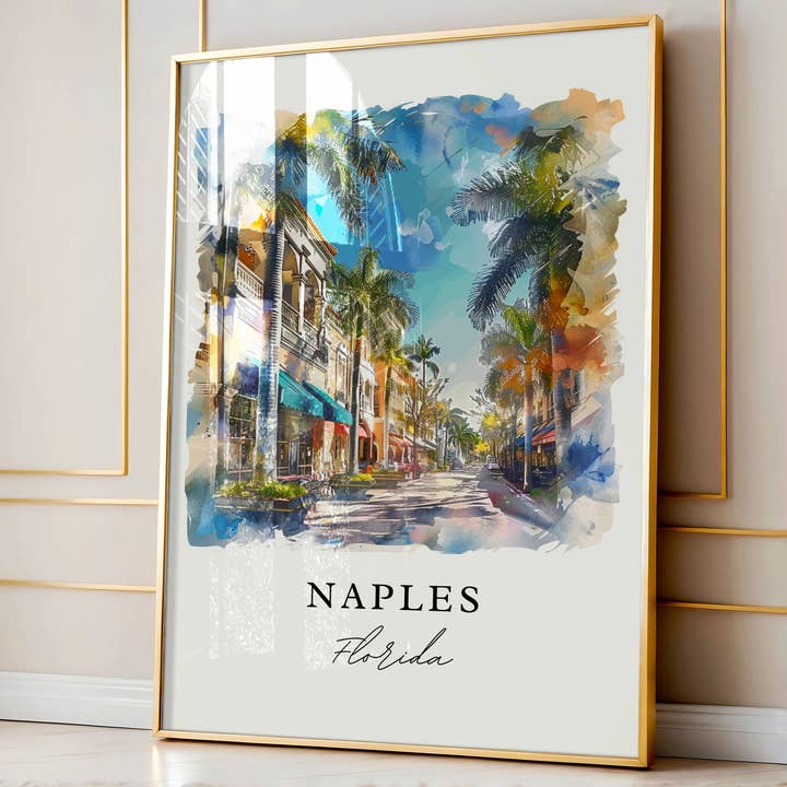 Premium Travel Art - Wholesale Art Print - Naples Florida Art Print, Naples Print, Naples FL Wall Art, Naples Gift, Travel Print, Travel Poster, Travel Gift, Housewarming Gift