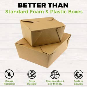 25 PACK] Take Out Food Containers 26 oz Kraft Brown Paper Take Out Boxes  Microwaveable Leak and Grease Resistant Food Containers - To Go Containers  for Restaurant, Catering - Recyclable Lunch Box #1 