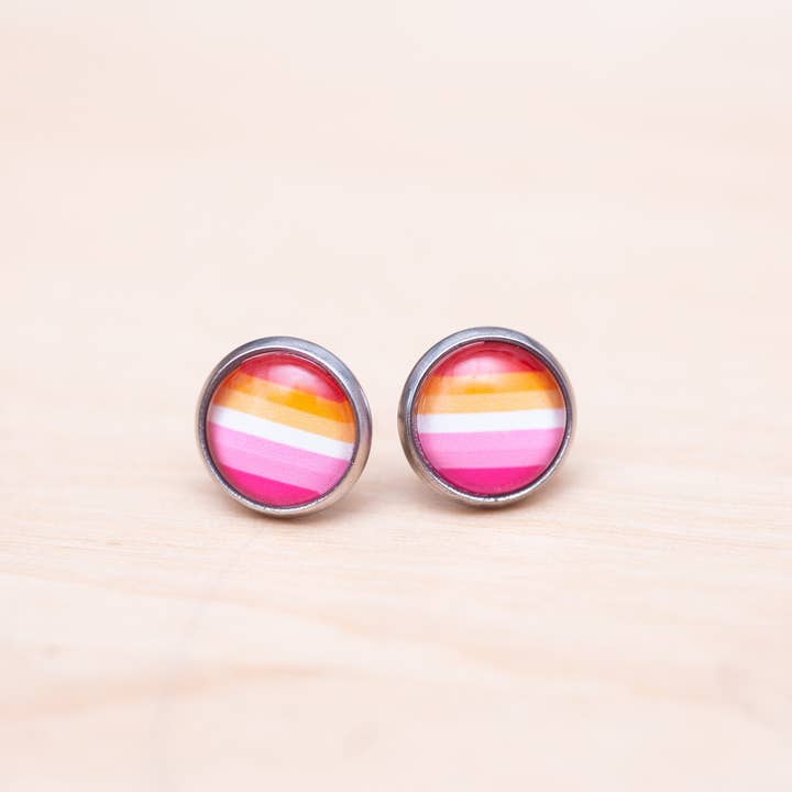 Crafty Queer Studio - Wholesale Stud/Post Earrings - Lesbian flag pride LGBTQ+ earrings - stud or dangle1