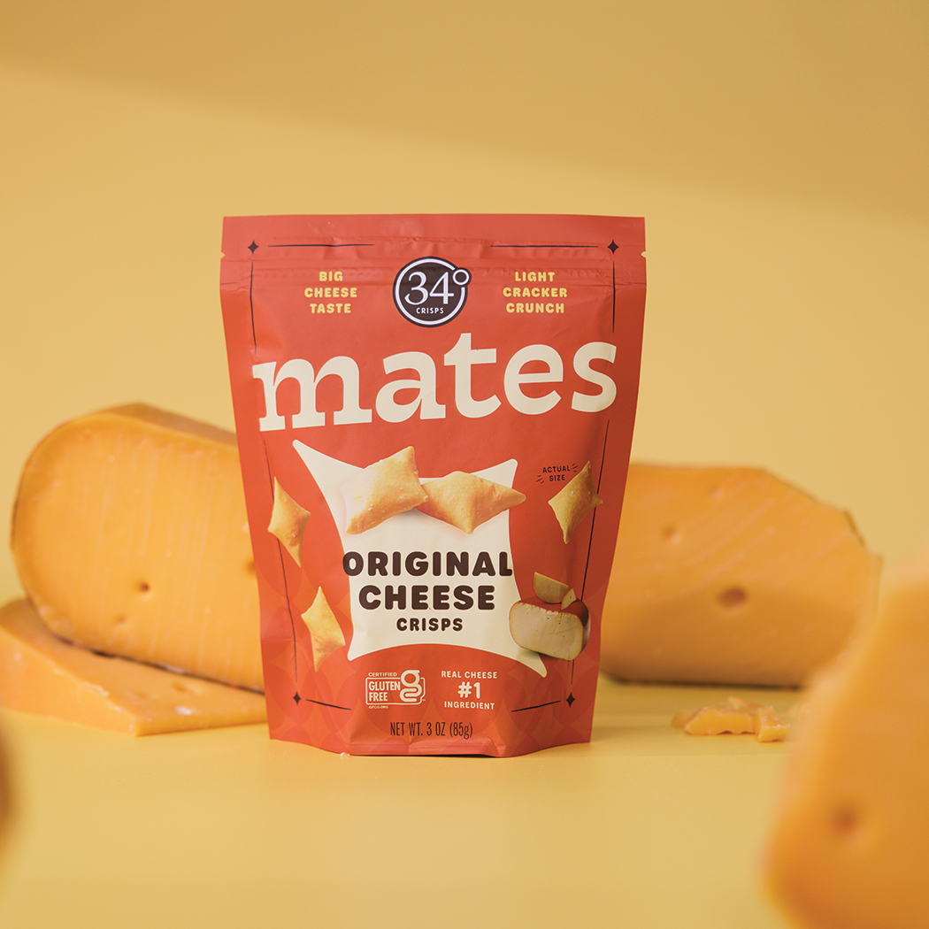 34 Degrees - Wholesale Crackers - Gluten Free Original Mates Cheese Crisps- 12CT7