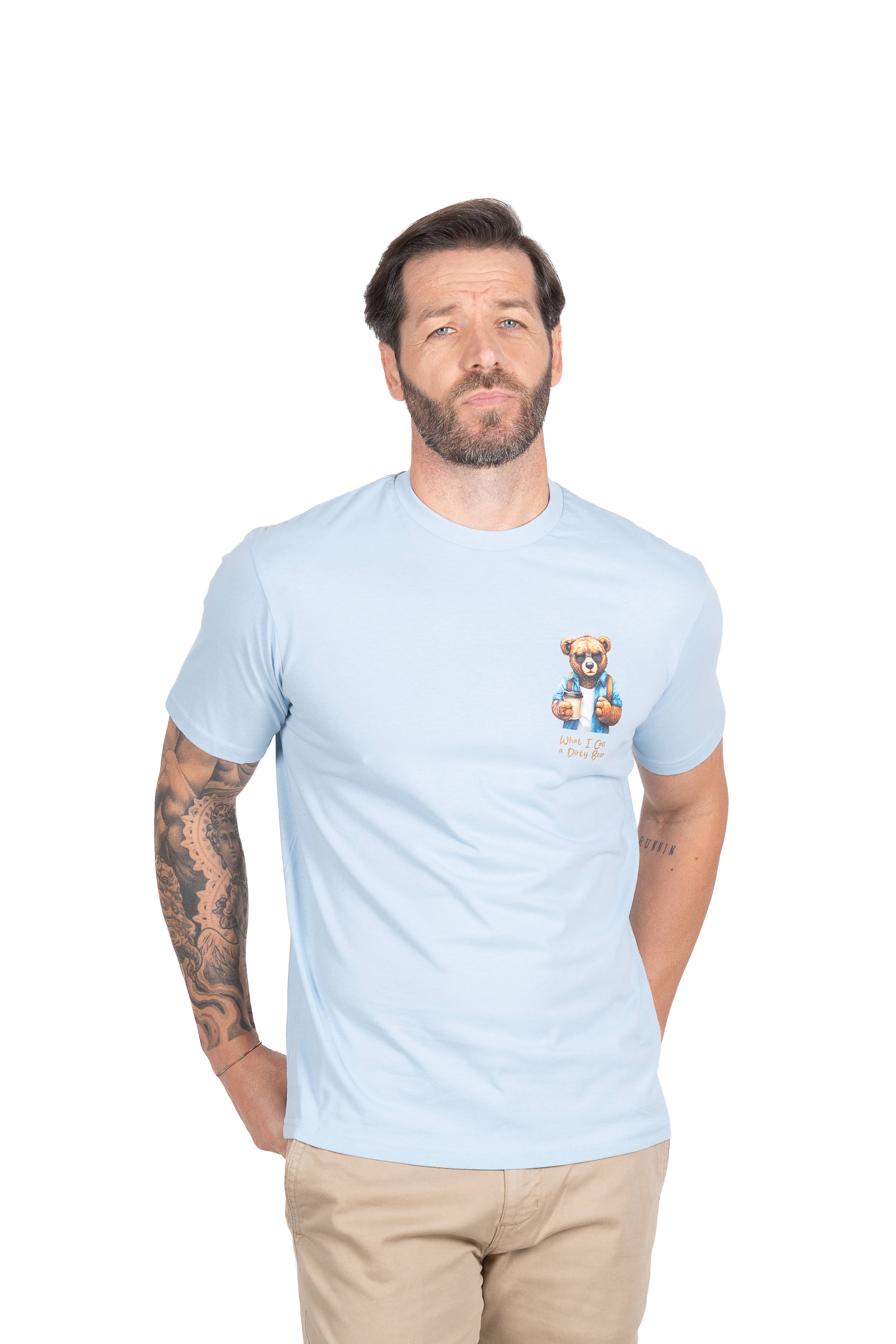 Yellow Skin - Wholesale Screen Printed T-Shirt - Men's - TEE 008 SKY BLUE BEAR0