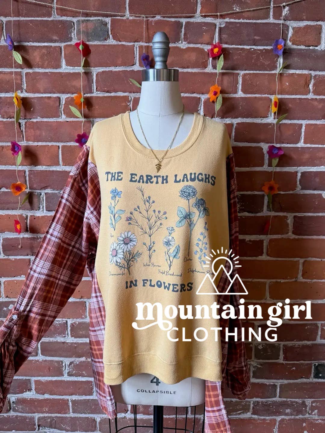 Mountain Girl Clothing - Wholesale Blouse - Women's - Upcycled Plaid Hybrid Graphic Tees 3