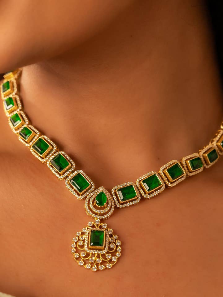 Emerald Green Kundan Choker Necklace Set – Elegant Indian Partywear Jewelry and other Purchase Wholesale emerald. Free Returns & Net 60 Terms on Faire trending on Faire.