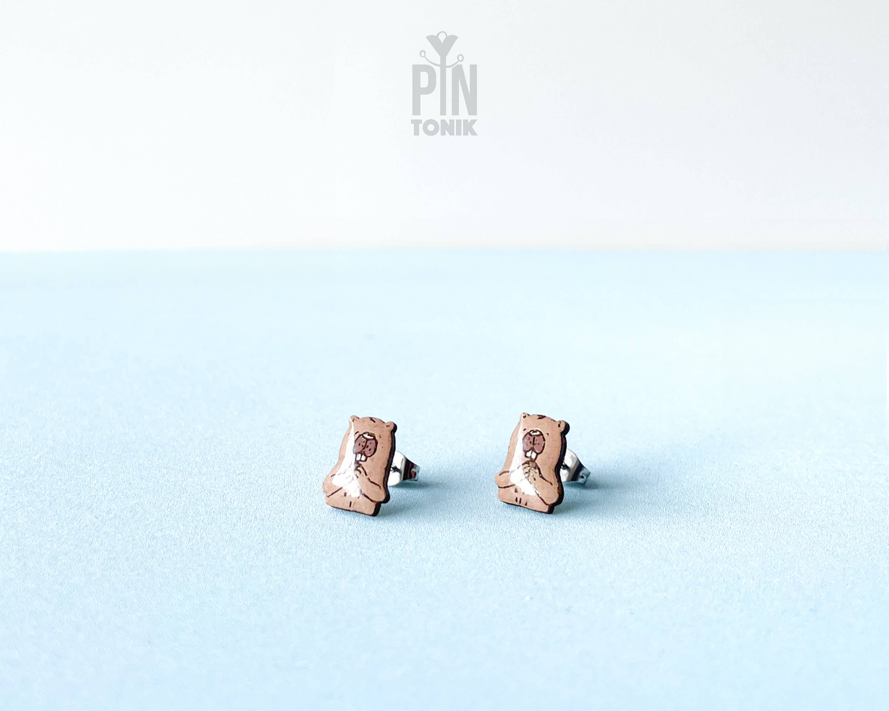 PinTonik - Wholesale Stud/Post Earrings - Beaver Stud Earrings - Funny Animal Gifts - Quirky Jewelry3