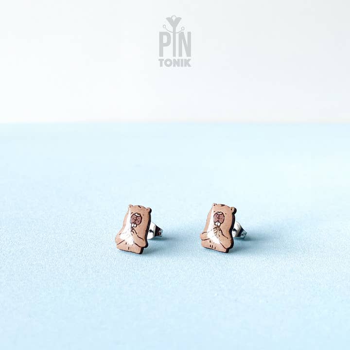 PinTonik - Wholesale Stud/Post Earrings - Beaver Stud Earrings - Funny Animal Gifts - Quirky Jewelry3