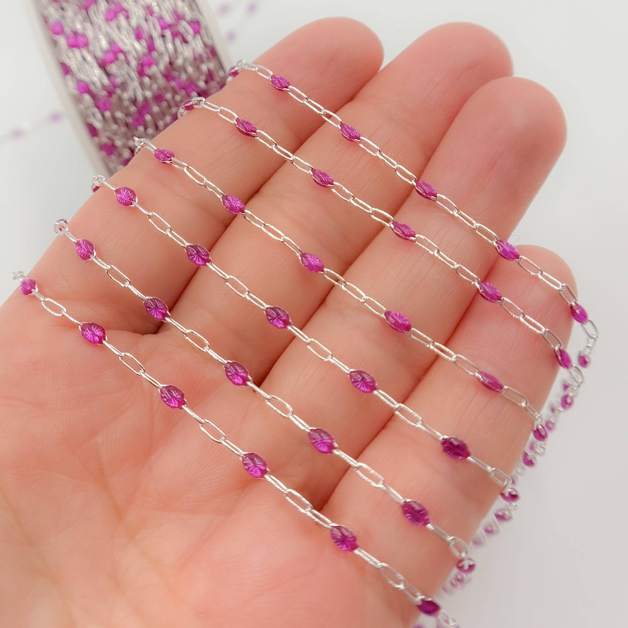 Jewels & Chains - Wholesale Link & Chain Necklace - V250ENSS. Sterling Silver Enamel Satellite Chains0