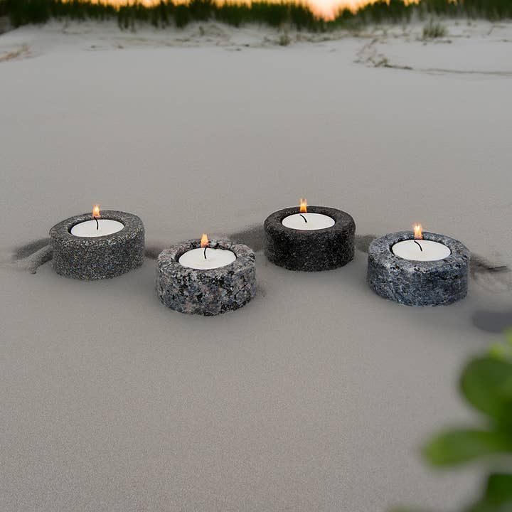 Sea Stones - Wholesale Candle Holder - Zen - Single Granite Tea Light Candle Holder0