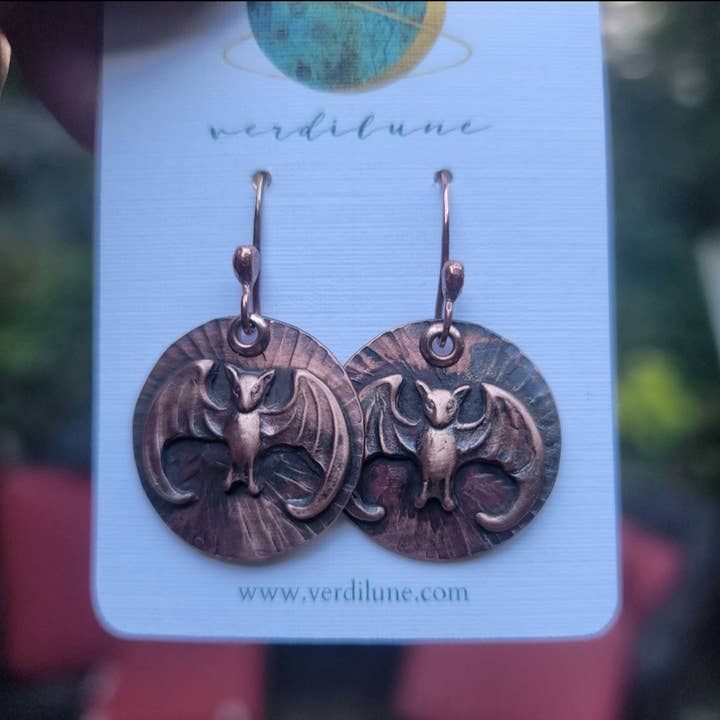 Orecchini rustici in rame a forma per la vendita all'ingrosso da parte di Verdilune