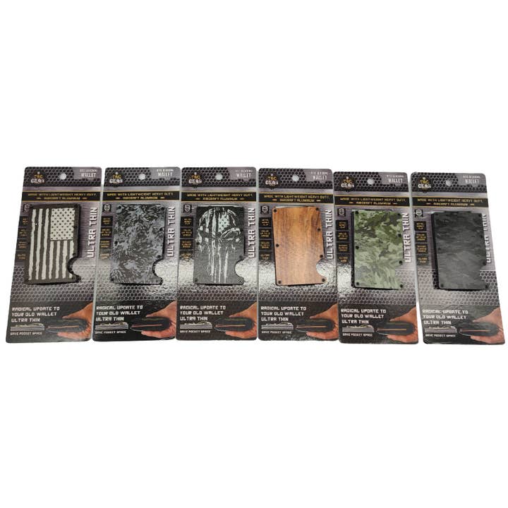 Novelty Closeout - Wholesale Wallet - Men's - Tac Gear Thin RFID Blocking Metal Wallet Assortment- 12/Pack
