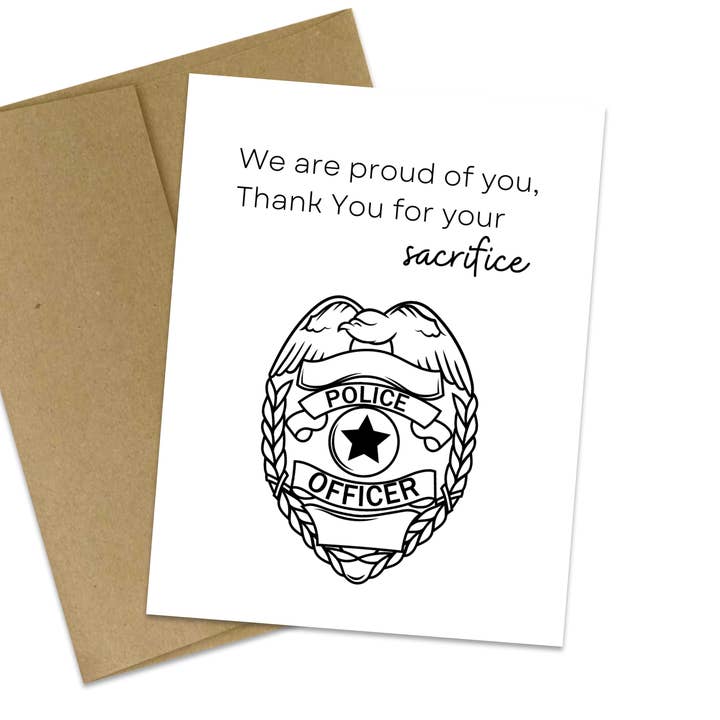 Thank You Card | Support Police Officers | Back the Blue for wholesale by Butterflies + Halos