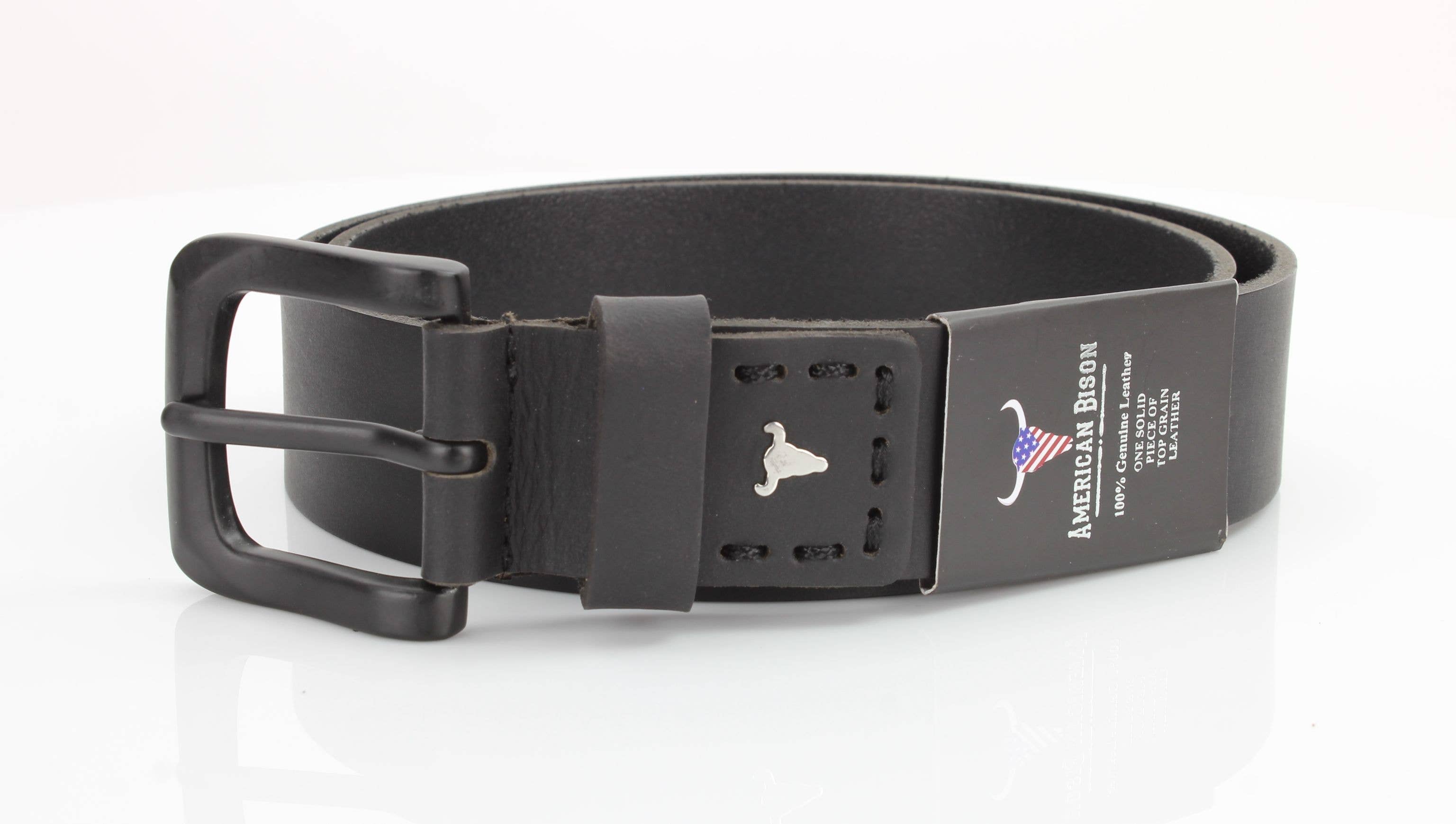 Leather Impressions Inc - Vente Ceinture – unisexe - Ceinture en cuir classique avec coutures fines et logo - ABB 01021