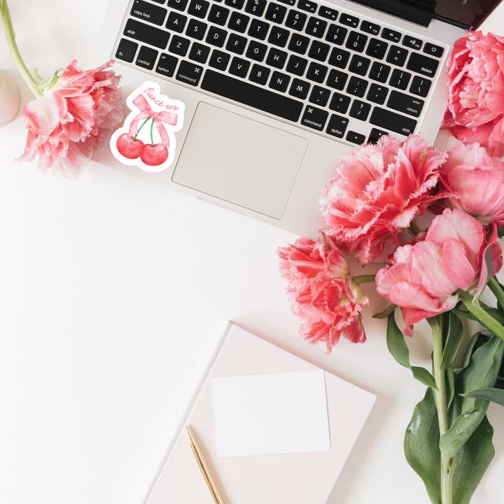 Autocollant Cherry Fiance Era, esthétique coquette, autocollant de mariée pour la vente par Bride Vibe Designs