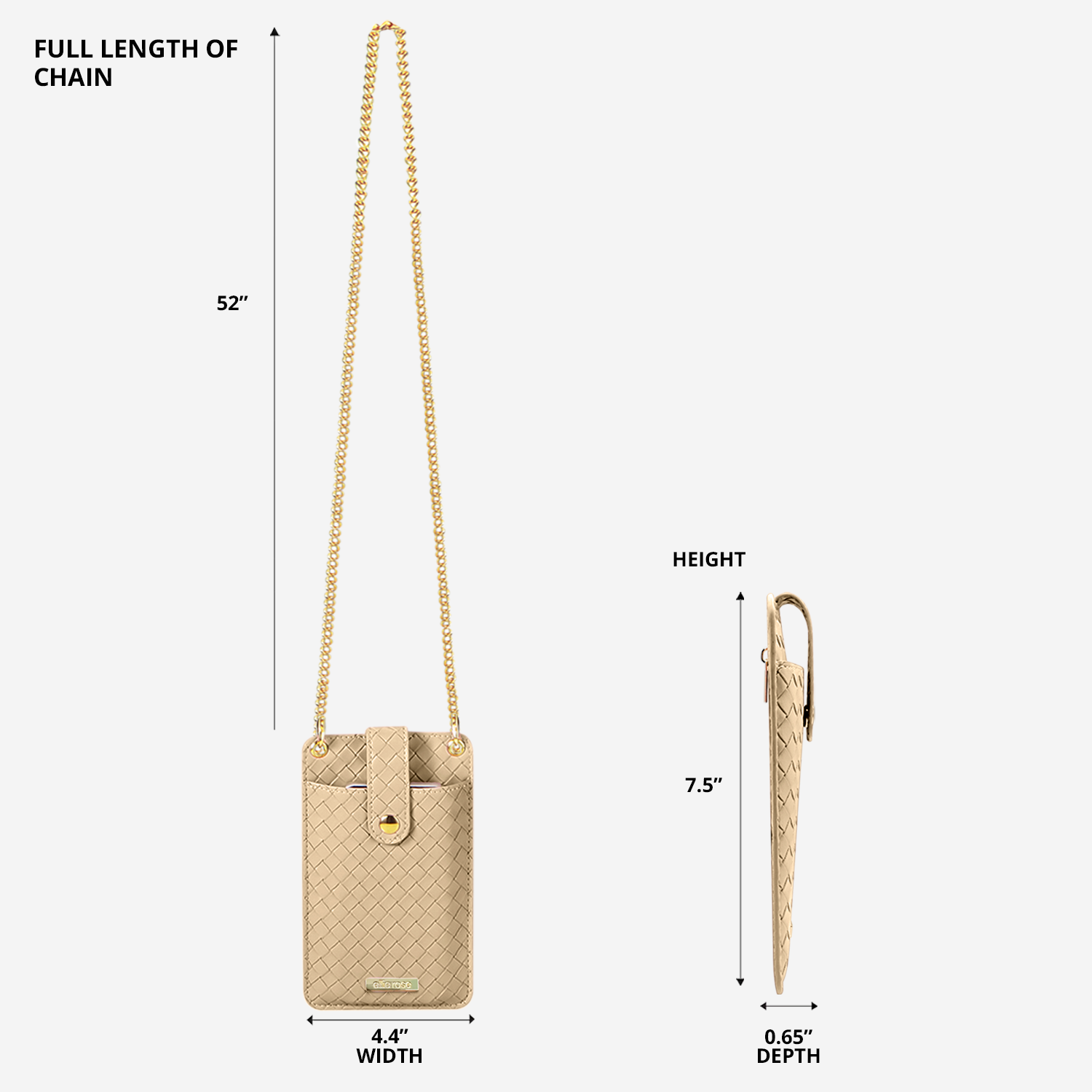 Ellie Rose - Wholesale Crossbody Bag - Women's - Crossbody Phone Bag with RFID Blocking Lining Natural5