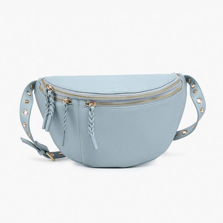 Jen & Co. - Wholesale Crossbody Bag - Women's - M2548 Nova Studded Sling Bag w/ Braided Zippers