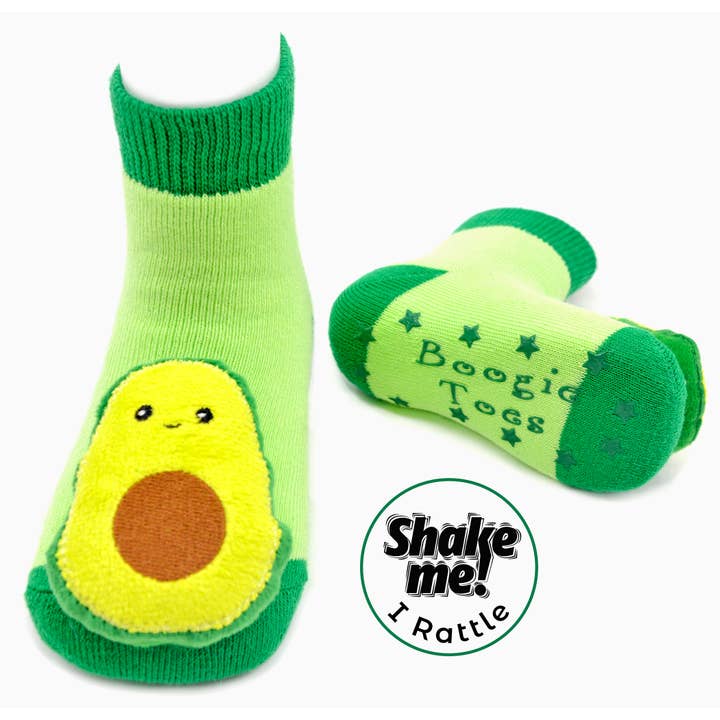 Little Avocado Boogie Toes - Baby Rattle Socks for wholesale by Boogie Toes