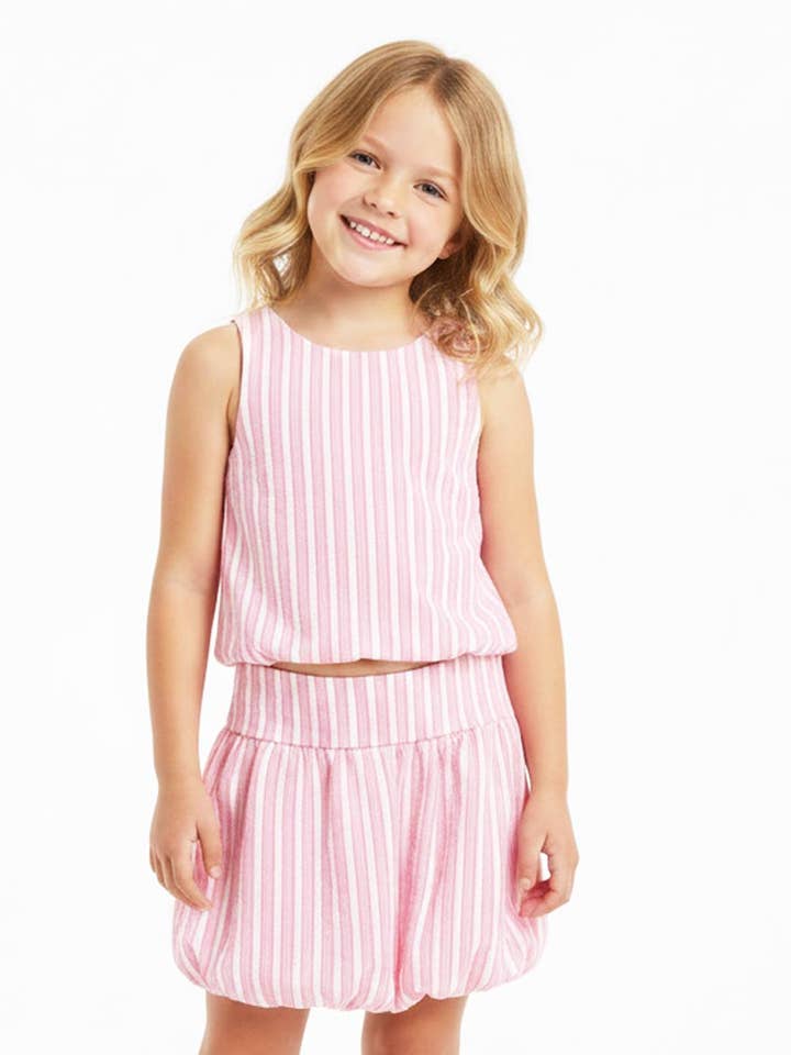 Flickors rosa texturerade vävda topp med bubbelkjol - 2461004 för wholesale av Hemworld