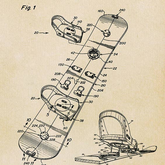 Fresh Prints of CT - Wholesale Art Print - Original Snowboard Patent Art Print - Snow Sports