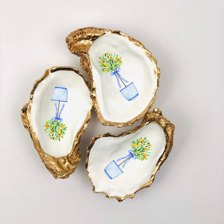 Plat à anneaux en forme de coquille d'huître en forme de chinoiserie oranger pour la vente par Willett and Co