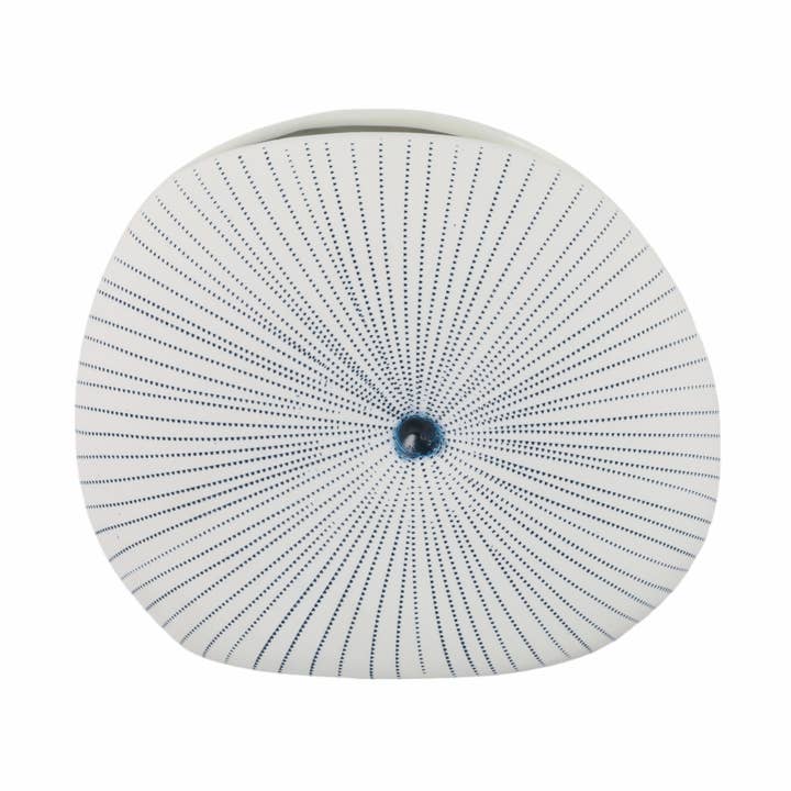 White 9 in. Ceramic Round Coastal Dotted Shell Vase for wholesale by Sagebrook Home