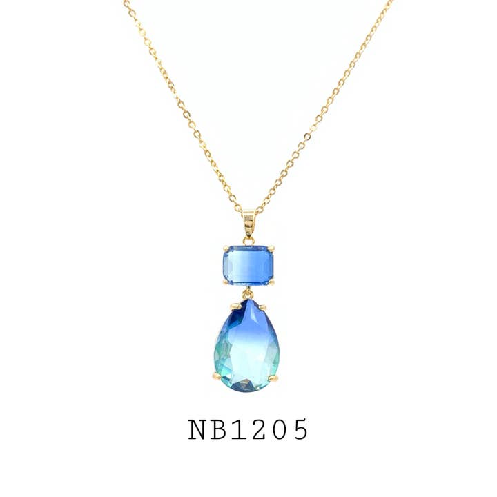 Gradient Cubic Zirconia halskæde i messing for engroshandel hos Nisso & Co. NYC Jewelry Wholesale