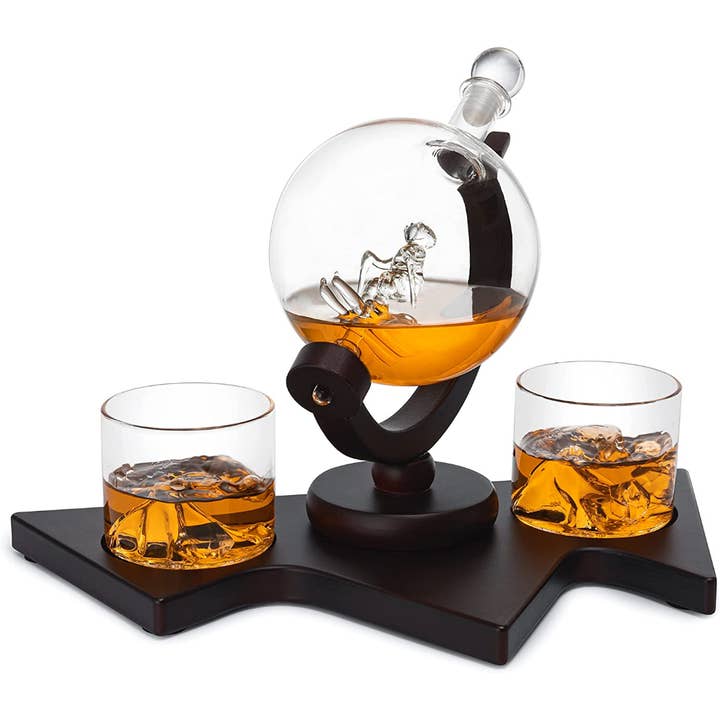 The Wine Savant / Khen Glassware - Wholesale Decanter - Ski Wine Whiskey Decanter With 2 Glacier Mountain Glasses