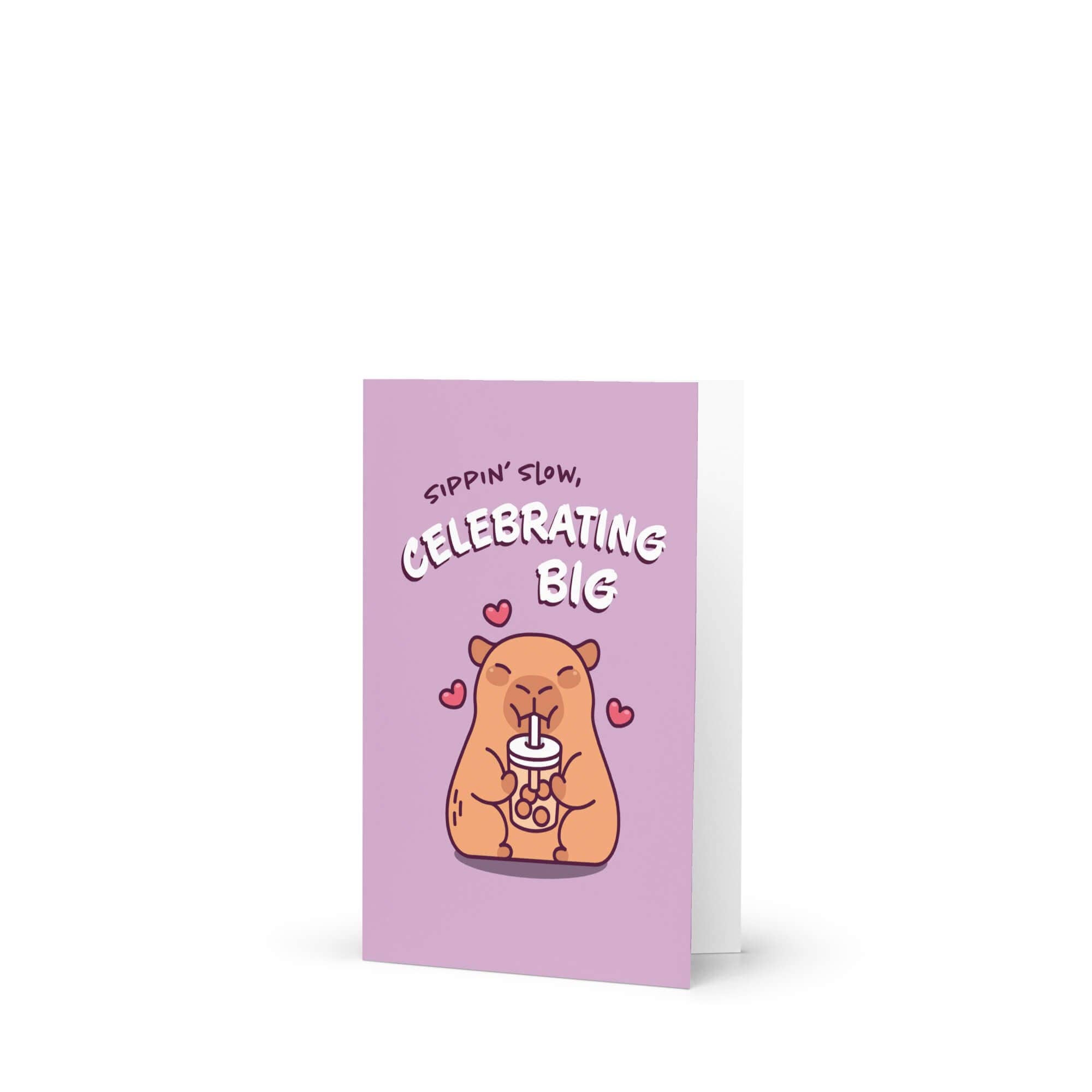 Cute Asian Cards – wholesale Birthday card – Celebrating Big Funny Birthday Card | Cute Capybara Milk Tea Boba6