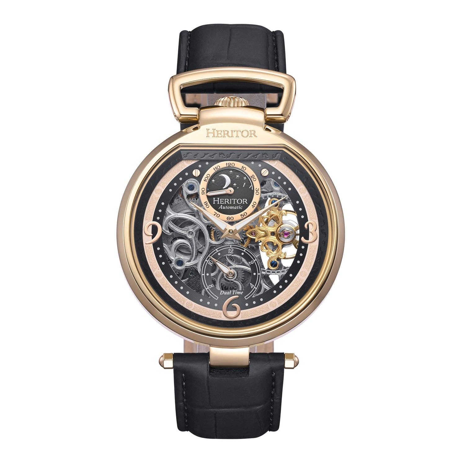 Heritor Automatic - Wholesale Wrist Watch - Men's - Heritor Automatic Lincoln Semi-Skeleton Leather-Band Watch9