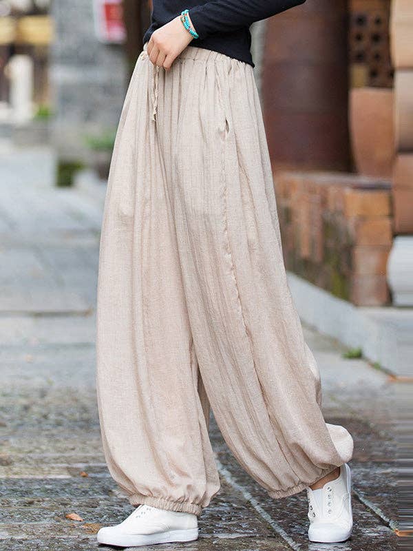 Vintage Wide Leg Loose Solid Color Bloomers Pants for wholesale by VividLux