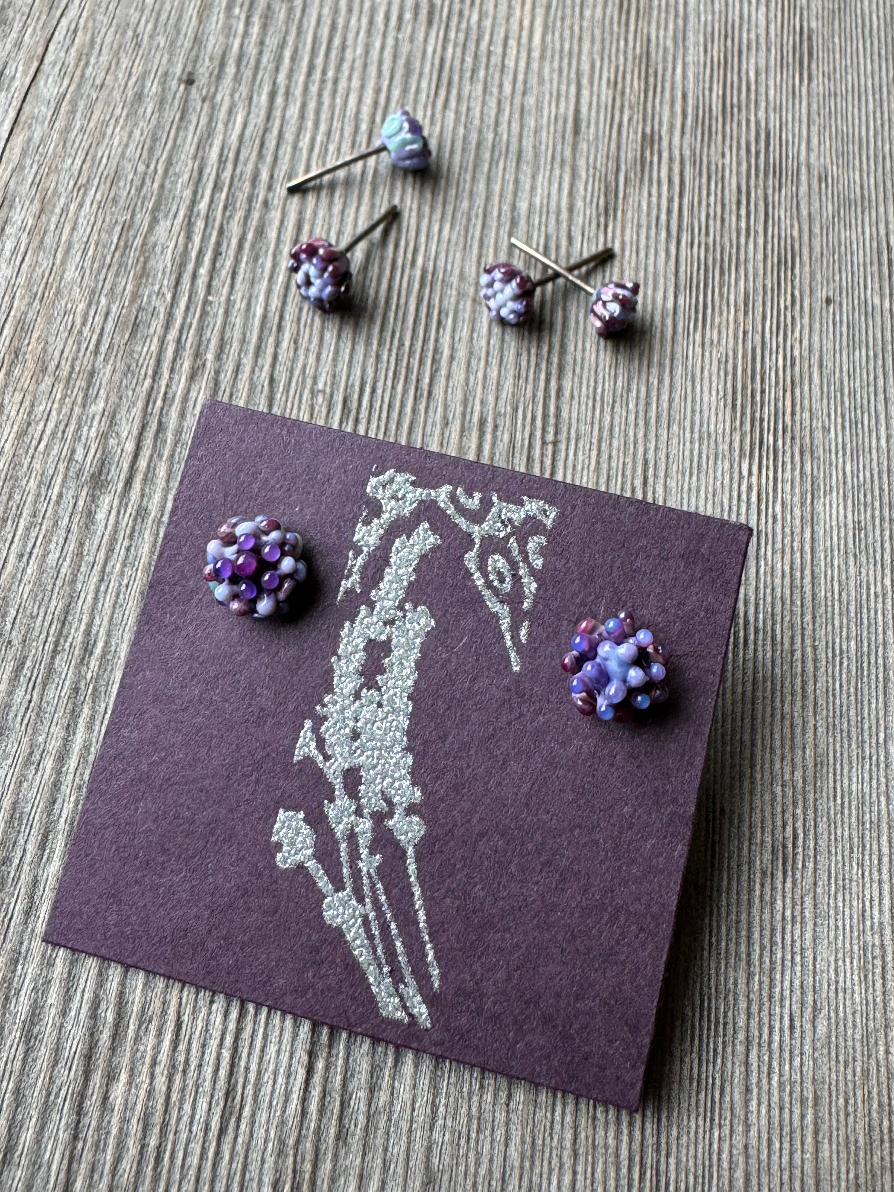 Lavender Beads - Wholesale Stud/Post Earrings - Flower Bud Studs2
