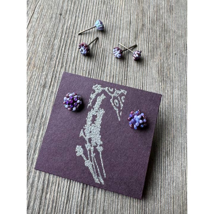 Lavender Beads - Wholesale Stud/Post Earrings - Flower Bud Studs2