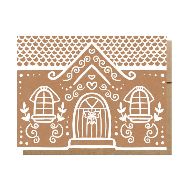 Boho Gingerbread House - Carte de vœux pour les fêtes pour la vente par The Paper Narwhal