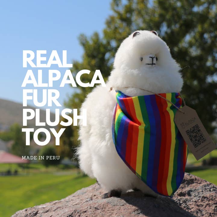Peluche en fourrure d’alpaga 23 à 30 cm blanc • Expédition rapide pour la vente par Alpaca New Wave