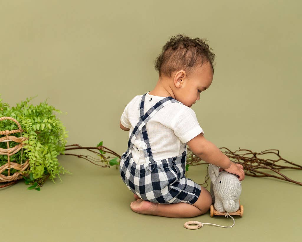 Grå Lyng Stuffed Elephant Pull Cart Babylegetøj - Økologisk strik  for engroshandel på Faire1