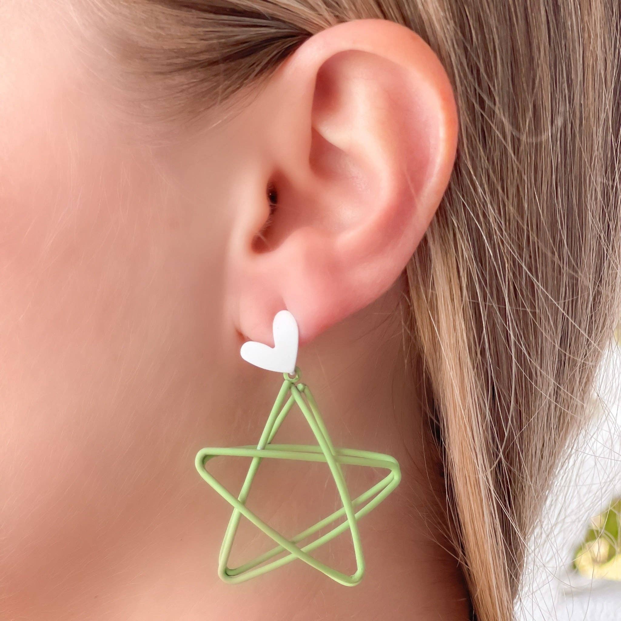 Prep Obsessed Wholesale - Wholesale Dangle Earrings - Open Star Matte Dangle Earrings3