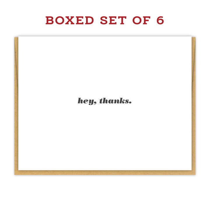 Hey Thanks | Coffret de 6 cartes de remerciement typographiées pour la vente par Spacepig Press