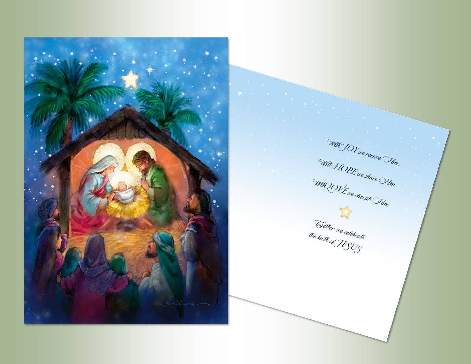Lux Press Group | LPG Greetings - Wholesale Season's Greetings Card - Manger - Deluxe Glitter #662950