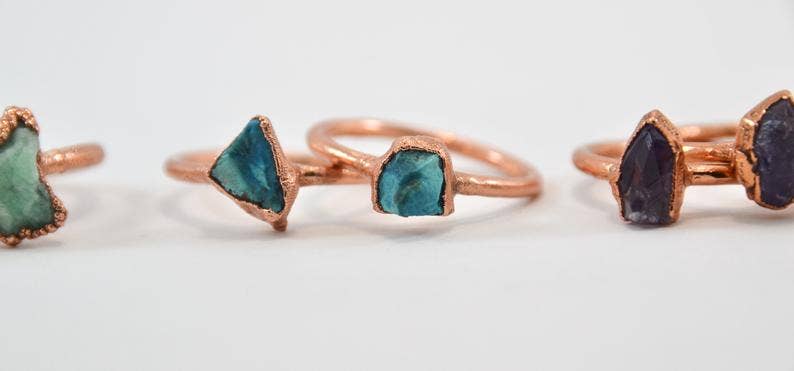 Daddy Daughter Jewelry – Großhandel Cocktail-/Statement-Ring – Roher Türkis-Kupfer-Ring | Türkis-Ring | Dez9