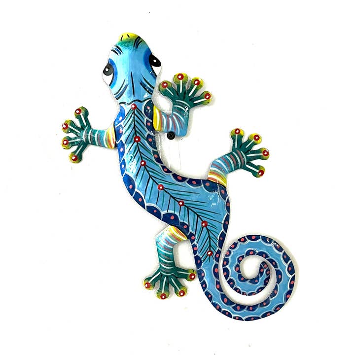 Jonas Gecko- Bleu à pois rouges pour la vente par Haiti Fair Trade- Papillon Marketplace