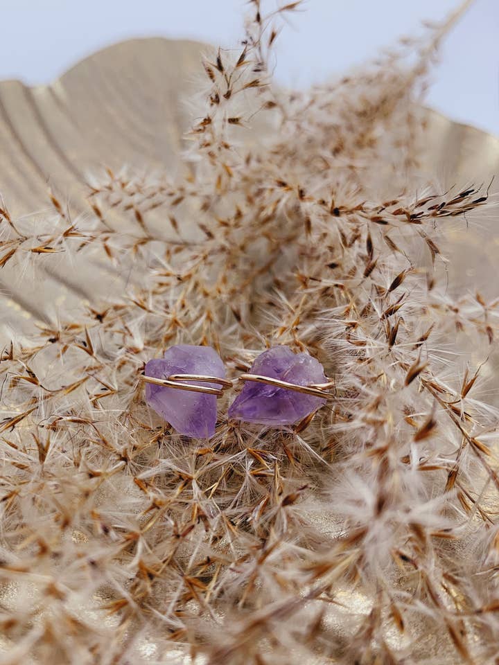 Crystal Studs | Amethist voor wholesale door Eaarthbones Jewelry