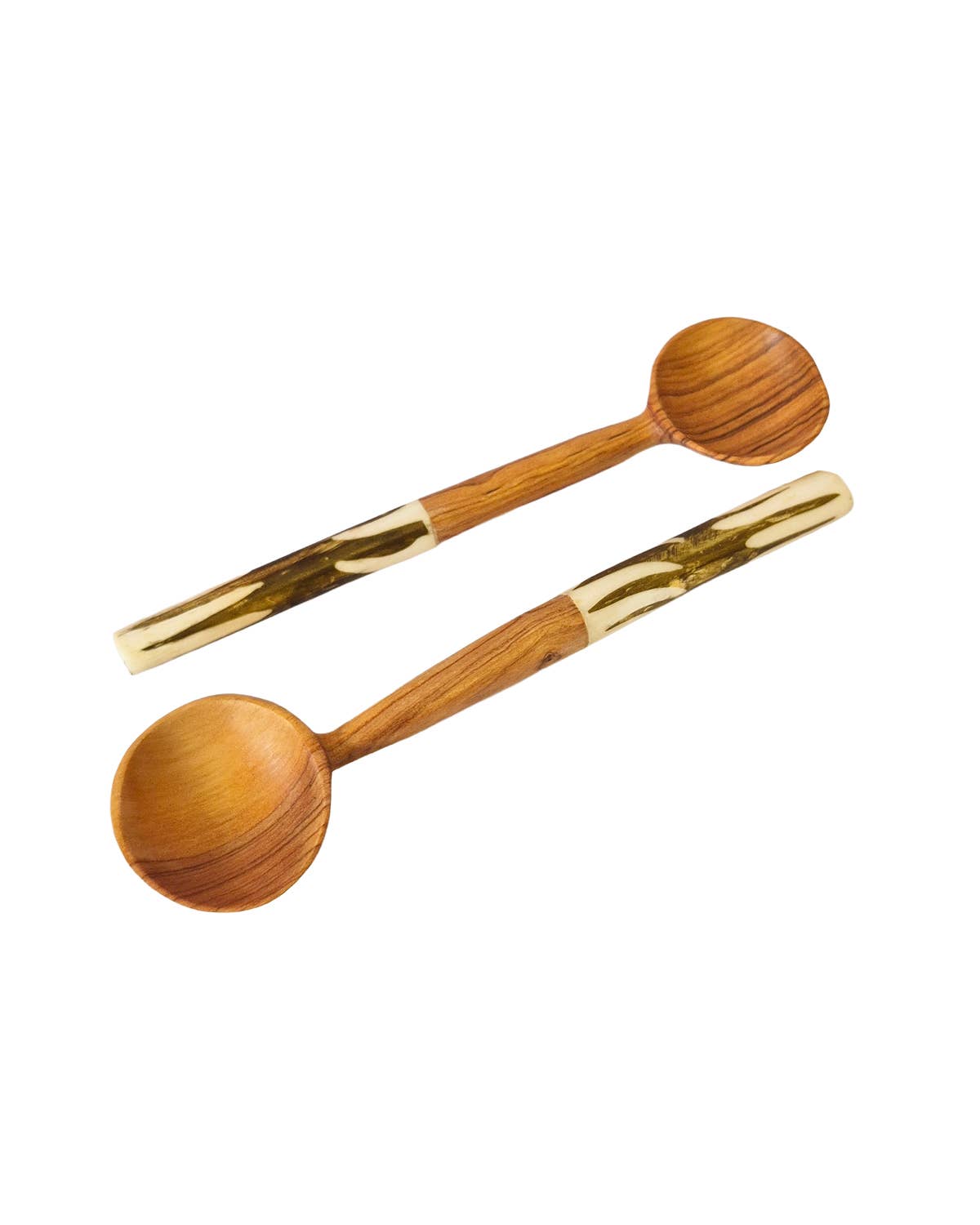 AARVEN - Vendita all'ingrosso Cucchiai da cucina - Cucchiaio da zucchero intagliato a mano in legno d'olivo con manico in osso batik4