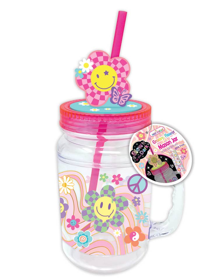 Mason Jar, Groovy Flower for wholesale by Hot Focus, Inc.