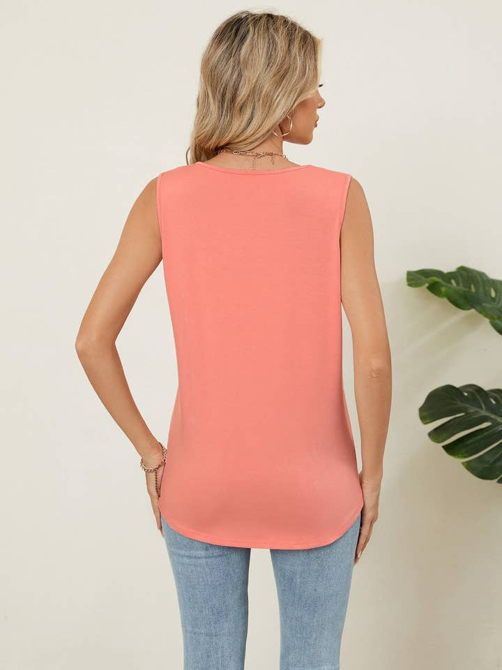 Lovesoft - Venta al por mayor Camiseta sin mangas - Mujer - Camiseta sin mangas de cuello redondo de ajuste holgado y color sólido4