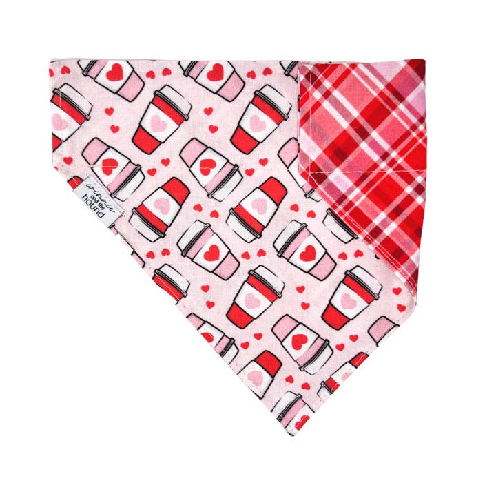 Love Cups Over the Collar Dog Bandana | Reversible Valentine for wholesale by Winnie and the Hound