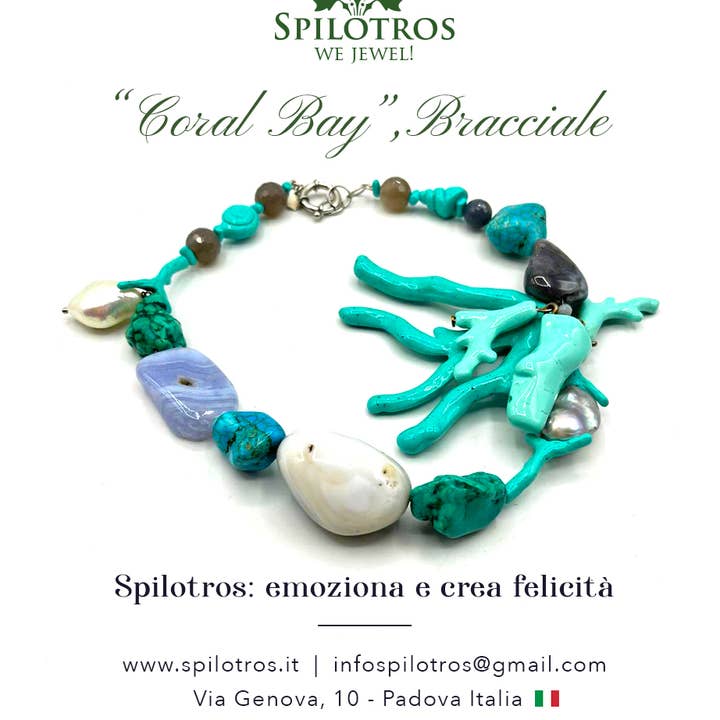 « Coral Bay » collier turquoise avec perles baroques pour la vente par spilotros