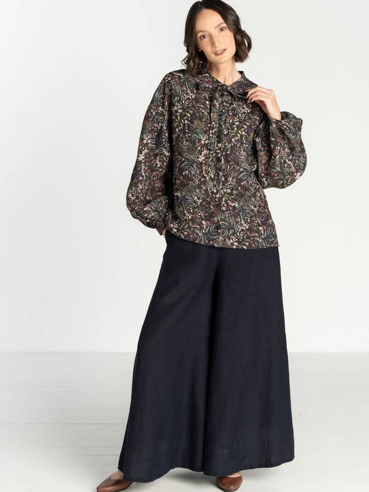 Clementine – Leinenhemd mit Schleifenkragen für den Großhandel von Son de Flor