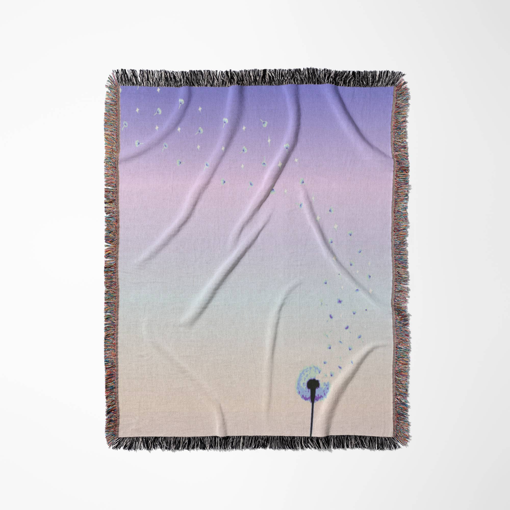 3dRose - Wholesale Throw blanket - 3dRose, Girly Dandelion Seed Head Flower with flying seeds in lilac purple sunrise, Blanket0